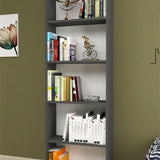 Biblioteca decorativa cu 5 rafturi din PAL, etajera carti 60 x 160 cm, structura integrala PAL melaminat 18 mm clasa E1, montaj rapid cu suruburi pre-gaurite, pentru birou living sau dormitor, stil clasic modern Antracit - detaliu 2