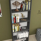 Biblioteca decorativa cu 5 rafturi din PAL, etajera carti 60 x 160 cm, structura integrala PAL melaminat 18 mm clasa E1, montaj rapid cu suruburi pre-gaurite, pentru birou living sau dormitor, stil clasic modern Antracit - detaliu 4