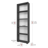 Biblioteca decorativa cu 5 rafturi din PAL, etajera carti 60 x 160 cm, structura integrala PAL melaminat 18 mm clasa E1, montaj rapid cu suruburi pre-gaurite, pentru birou living sau dormitor, stil clasic modern Antracit - detaliu 5