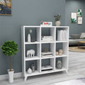 Biblioteca Cub cu 9 compartimente si rafturi, etajera carti 100.3 x 88.4 x 19.8 cm, cutii organizatoare design geometric modern, PAL melaminat 18 mm clasa E1, asezabila vertical sau orizontal ca bancuta, stil scandinav