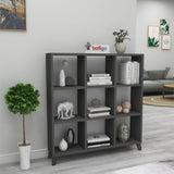 Biblioteca Cub cu 9 compartimente si rafturi, etajera carti 100 x 100 cm, cutii organizatoare design geometric modern, PAL melaminat 18 mm clasa E1, asezabila vertical sau orizontal ca bancuta, stil scandinav Antracit - detaliu 2