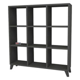Biblioteca Cub cu 9 compartimente si rafturi, etajera carti 100 x 100 cm, cutii organizatoare design geometric modern, PAL melaminat 18 mm clasa E1, asezabila vertical sau orizontal ca bancuta, stil scandinav Antracit - detaliu 6
