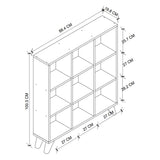 Biblioteca Cub cu 9 compartimente si rafturi, etajera carti 100 x 100 cm, cutii organizatoare design geometric modern, PAL melaminat 18 mm clasa E1, asezabila vertical sau orizontal ca bancuta, stil scandinav Antracit - detaliu 7
