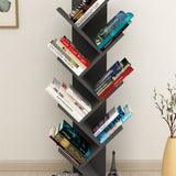 Biblioteca Copac cu rafturi decorative, etajera living 60 x 170 cm in forma de copac, cadru metalic negru + polite PAL melaminat 18 mm, element decorativ remarcabil pentru living sau birou, stil industrial modern Pin natur - detaliu 10