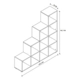 Biblioteca scara cu 10 rafturi, etajera carti 80 x 170 cm capacitate uriasa, doua laturi simetrice aerate, PAL melaminat 18 mm clasa E1 rezistent, stil scandinav modern ideal birou living sau studio Pin natur - detaliu 3