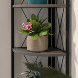 Biblioteca metalica de colt cu 5 rafturi, etajera colt 30 x 170 cm, cadru metalic negru stil industrial, rafturi triunghiulare PAL melaminat 18 mm, optimizeaza spatiul living birou sau dormitor, stil loft Antracit - detaliu 2