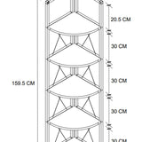 Biblioteca metalica de colt cu 5 rafturi, etajera colt 30 x 170 cm, cadru metalic negru stil industrial, rafturi triunghiulare PAL melaminat 18 mm, optimizeaza spatiul living birou sau dormitor, stil loft Antracit - detaliu 6
