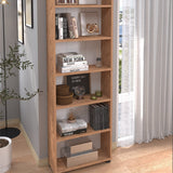 Biblioteca cu 6 rafturi din PAL, etajera carti 60 x 180 cm, PAL melaminat 18 mm clasa E1 cu margini ABS finisate, raft spatios pentru birou living sau dormitor, stil clasic modern scandinav Pin natur - vedere principala