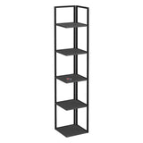 Biblioteca de colt Selanik cu 5 nivele, etajera colt 60 x 170 cm, polite late pentru carti mari sau obiecte decorative, PAL melaminat 18 mm clasa E1, stil modern scandinav ideal living sau birou Antracit - detaliu 4