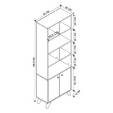 Biblioteca Smyrna cu 8 rafturi, etajera carti 90 x 180 cm capacitate mare, bicolor Stejar Safir + Alb, PAL melaminat 18 mm clasa E1, stil modern scandinav ideal birou studio sau living Stejar safir/Alb - detaliu 4