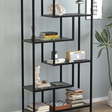 Biblioteca Larissa clasica cu rafturi multiple, etajera carti 80 x 175 cm, PAL melaminat 18 mm clasa E1, design discret se integreaza in orice camera, feronerie pre-instalata, stil modern scandinav minimalist Antracit - detaliu 2