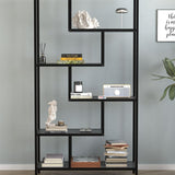 Biblioteca Larissa clasica cu rafturi multiple, etajera carti 80 x 175 cm, PAL melaminat 18 mm clasa E1, design discret se integreaza in orice camera, feronerie pre-instalata, stil modern scandinav minimalist Antracit - detaliu 3