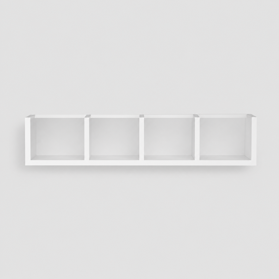 Raft suspendat din PAL 90,5x17,8x17 cm, cu 4 compartimente, pentru carti si decoratiuni