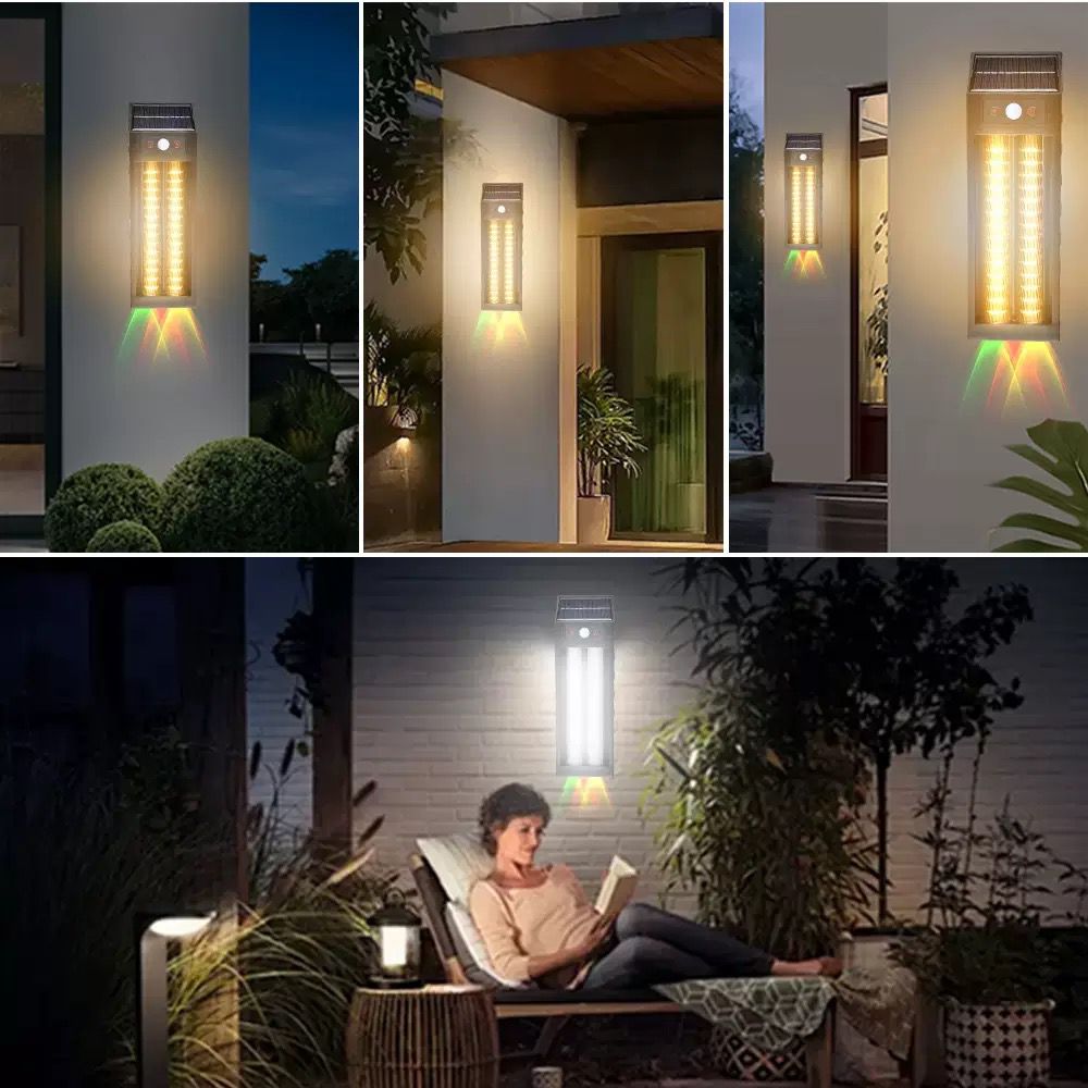 Lampa solara LED 33 cm, senzor miscare, 3 moduri de lumina, panou solar 5.5V/1.6W,  rezistenta la apa
