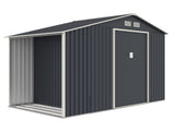 Casuta / magazie de gradina premium metalica, MESTERINO Luke B Gri/Bej, dimensiuni 342x191x202 cm, cu baza metalica