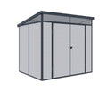Casuta / magazie de gradina premium din material plastic, KLUGMEISTER Toya B Gri, dimensiuni 238x191x215 cm, cu baza metalica