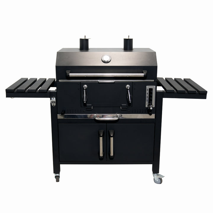Gratar pe carbuni KLUGMEISTER FT01-070, material otel (husa inclusa), cu capac si roti de deplasare, suprafata gatire 72x43 cm