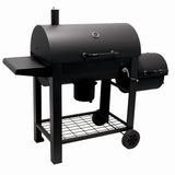 Gratar pe carbuni cu afumatoare KLUGMEISTER KY23020G, material otel, cu capac si roti de deplasare, suprafata gatire 66x42 cm