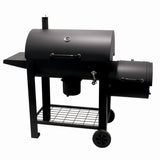 Gratar pe carbuni cu afumatoare KLUGMEISTER KY23020G, material otel, cu capac si roti de deplasare, suprafata gatire 66x42 cm