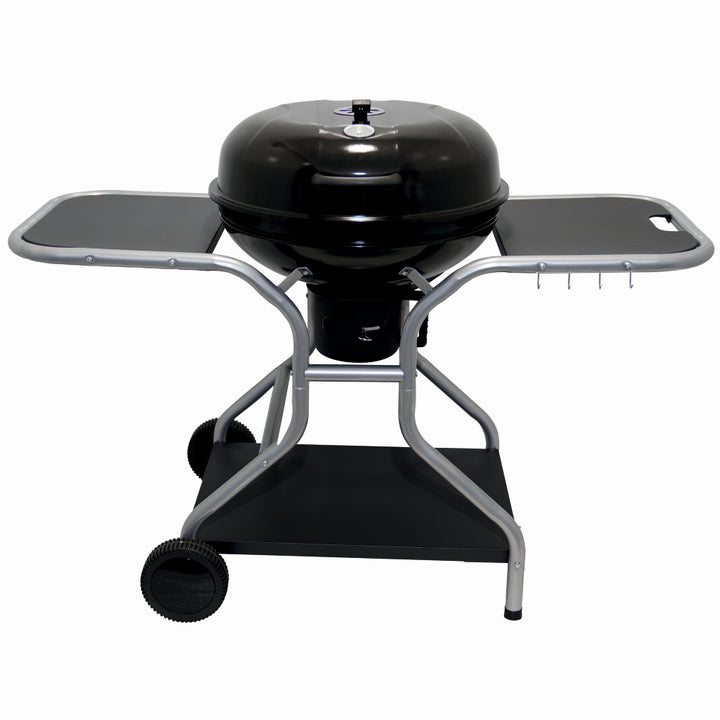 Gratar pe carbuni KLUGMEISTER KY22020T, material otel, cu capac si roti de deplasare, inaltime gatire 78 cm, dimensiuni 133x67x98 cm