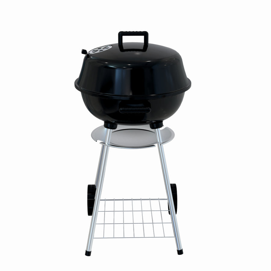Gratar pe carbuni KLUGMEISTER KY22018A, material otel, cu capac si roti de deplasare, diametru gatire 54 cm, inaltime gatire 78 cm