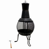 Semineu pentru terasa KLUGMEISTER KY1822M, material otel, capac superior, gratar interior, dimensiuni 43x43x91 cm