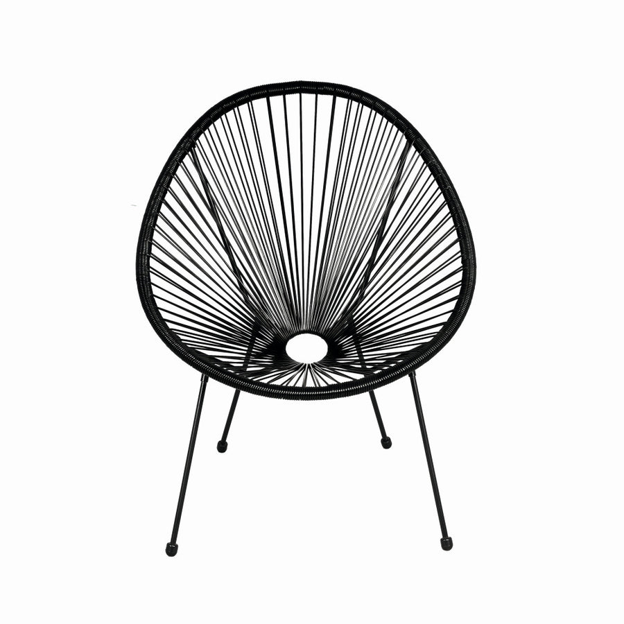 Scaun terasa MESTERINO JFC038 72x74x86 cm, structura din otel, sezut din ratan, culoare neagra
