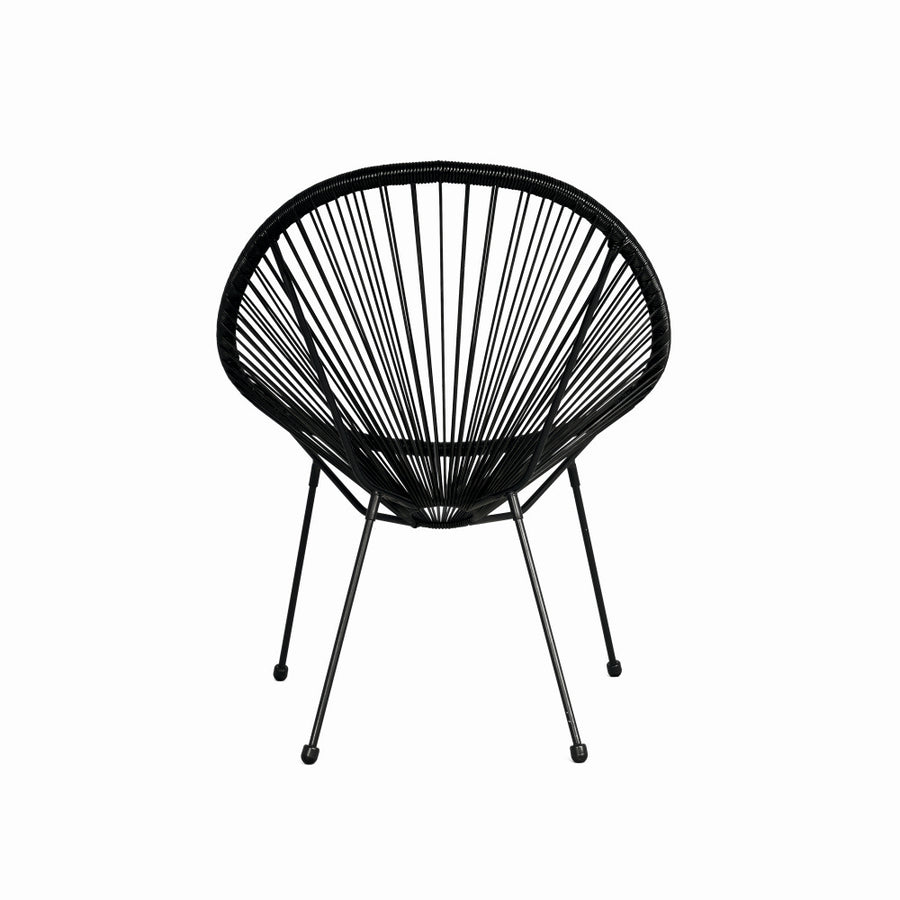 Scaun terasa MESTERINO JFC038 72x74x86 cm, structura din otel, sezut din ratan, culoare neagra