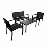 Set mobilier terasa/gradina KLUGMEISTER KJFT079, doua fotolii + canapea + masuta din sticla securizata, culoare neagra