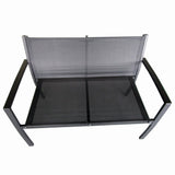 Set mobilier terasa/gradina KLUGMEISTER KJFT079, doua fotolii + canapea + masuta din sticla securizata, culoare neagra