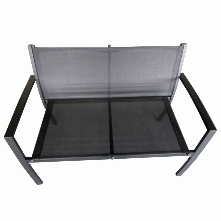 Set mobilier terasa/gradina KLUGMEISTER KJFT079, doua fotolii + canapea + masuta din sticla securizata, culoare neagra