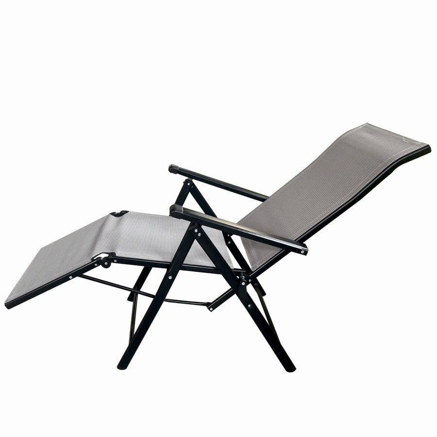Sezlong pliabil de gradina din otel KLUGMEISTER KJF3792, pliabil, dimensiuni 165x48x115 cm, culoare gri
