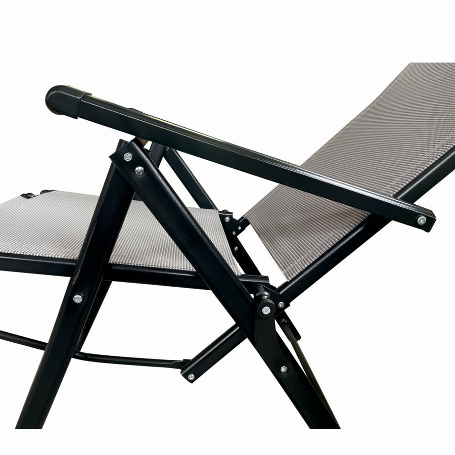 Sezlong pliabil de gradina din otel KLUGMEISTER KJF3792, pliabil, dimensiuni 165x48x115 cm, culoare gri