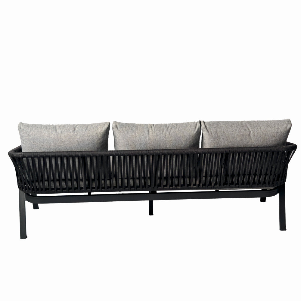 Set mobilier terasa/gradina KLUGMEISTER KJFT3407, 4 piese cu cadru de aluminiu, perne incluse, culoare gri
