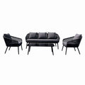Set mobiler terasa/gradina din aluminiu KLUGMEISTER KJF10537, canapea + doua fotolii + masa din sticla (perne incluse), culoare gri