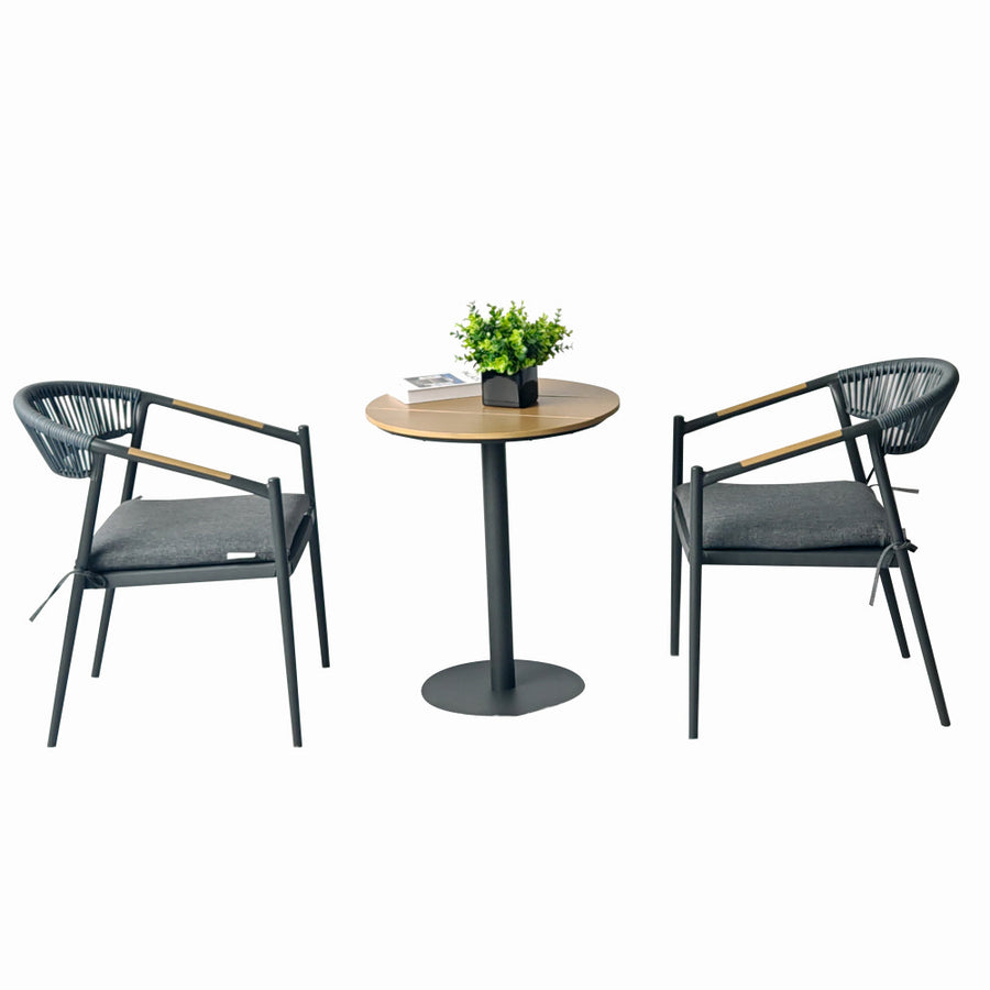 Set mobilier tarasa/gradina KLUGMEISTER KJF11196, doua scaune + masa, cu perne incluse, culoare gri