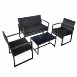 Set mobilier terasa/gradina tip ratan KLUGMEISTER KJF4965, canapea + doua fotolii + masuta din sticla securizata, culoare gri