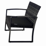 Set mobilier terasa/gradina tip ratan KLUGMEISTER KJF4965, canapea + doua fotolii + masuta din sticla securizata, culoare gri