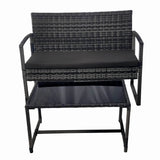 Set mobilier terasa/gradina tip ratan KLUGMEISTER KJF4965, canapea + doua fotolii + masuta din sticla securizata, culoare gri