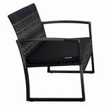 Set mobilier terasa/gradina tip ratan KLUGMEISTER KJF4965, canapea + doua fotolii + masuta din sticla securizata, culoare gri