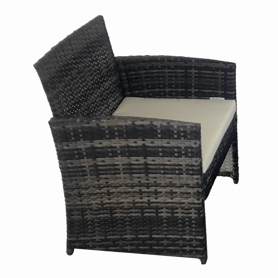 Set mobilier terasa/gradina tip ratan KLUGMEISTER KJFR030, canapea + doua fotolii + masuta din sticla securizata, culoare gri