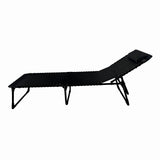 Sezlong pliabil din otel 189x59x34 cm din otel si fir textilene MESTERINO KJF3797, culoare neagra