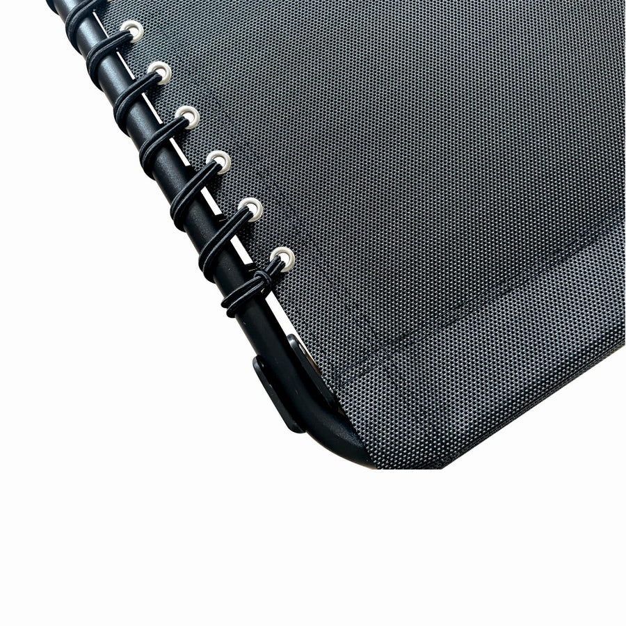 Sezlong pliabil din otel 189x59x34 cm din otel si fir textilene MESTERINO KJF3797, culoare neagra