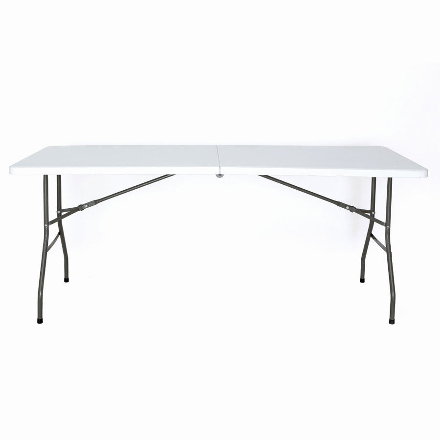 Masa pliabila 4 persoane din otel si HDPE, 180x70x74 cm, culoare alba