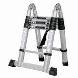 Scara telescopica din aluminiu cu balama MESTERINO TOOLS JL-102-2X1.9, 1.9+1.9 metri, 2x6 trepte, greutate maxima 150 kg