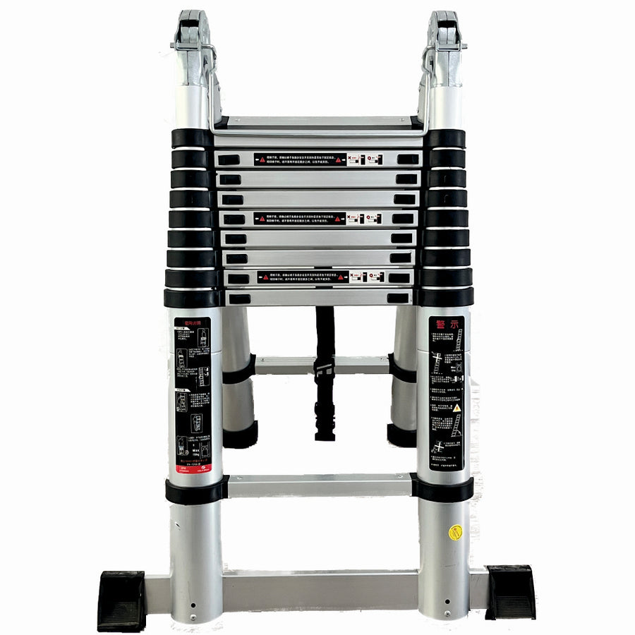 Scara telescopica din aluminiu cu balama MESTERINO TOOLS JL-102-2X3.1, 3.1+3.1 metri, 2x10 trepte, greutate maxima 150 kg