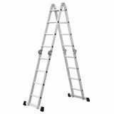Scara multifunctionala din aluminiu cu balama MESTERINO TOOLS JL-201-4X4, 4.7 metri, 4x4 trepte, greutate maxima 150 kg