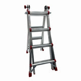 Scara multifunctionala din aluminiu cu balama MESTERINO TOOLS JL-404S-4X4, 3.9 metri, 4x4 trepte, greutate maxima 150 kg