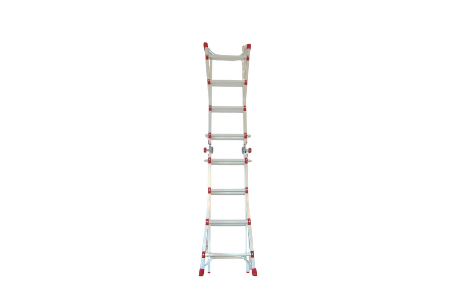 Scara multifunctionala din aluminiu cu balama MESTERINO TOOLS JL-404S-4X4, 3.9 metri, 4x4 trepte, greutate maxima 150 kg