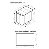 Casuta / magazie de gradina premium metalica, MESTERINO Bella-A, Gri/Bej, dimensiuni 203x117x180 cm, cu usi culisante si baza metalica